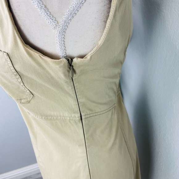 MaxMara Khaki V Neck Collar Shirt Sheath Pencil Midi Dress - Picture 6 of 8
